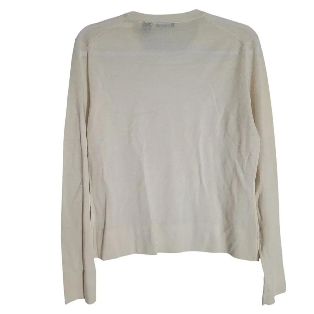 Moda International Wool Lightweight Sweater Women's Size Large‎ Ivory Semi Sheer